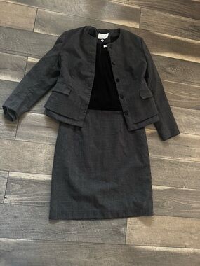 Boss Charcoal Gray Pinstripe Two-Piece Skirt Suit